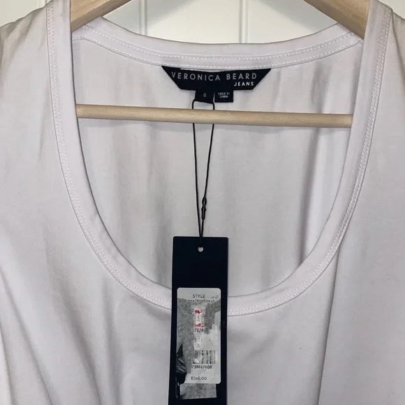 Veronica Beard White Top with Blue Ruffle Mini Dress - Picture 7 of 11